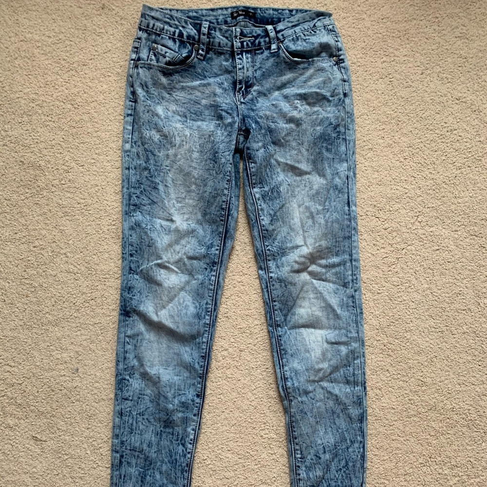Revamped blue faded wash blue jeans
